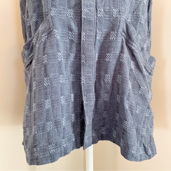 SOLD! Madewell Blue Button Front Linen Blend Sleeveless Top Pockets Medium - Picture 4 of 10